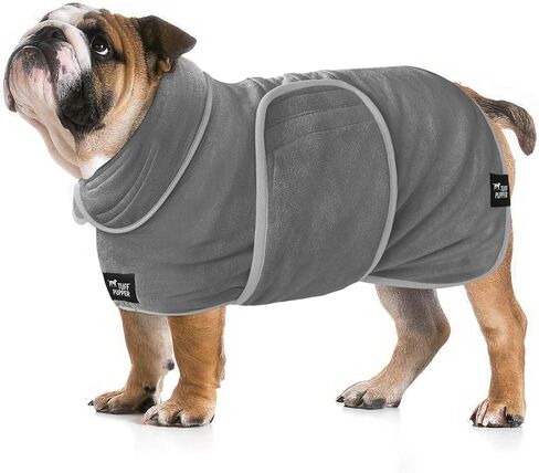 Tuff Pupper Fast Drying Dog Bath Robe | 800 GSM Plush Dog Towel Bathrobe/Dressing Gown | Super Absorbent Pet/Puppy Bathrobe | Adjustable Hood & Belly Strap | Super Soft | Fast Drying (XXL, Blue) in Kuwait