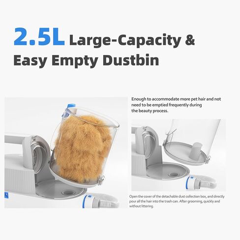 مجموعة العناية بالكلاب من دالاران، مكنسة كهربائية للعناية بالكلاب وفرشاة للكلاب لتساقط الشعر مع 5 أدوات للعناية بالكلاب، كوب غبار بسعة كبيرة 2.5 لتر، مزيل شعر الكلاب منخفض الضوضاء، مستلزمات العناية بالحيوانات الأليفة in Kuwait