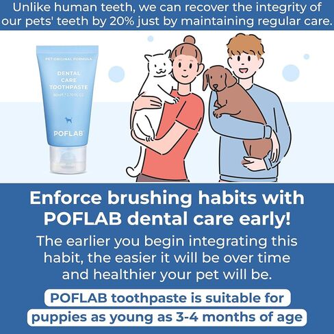 معجون أسنان للعناية بأسنان الحيوانات الأليفة من POFLAB - معجون أسنان طبيعي لصحة الفم للكلاب - يزيل البلاك وتراكم الجير - معجون أسنان القطط الآمن على المينا - يزيل رائحة الفم الكريهة in Kuwait