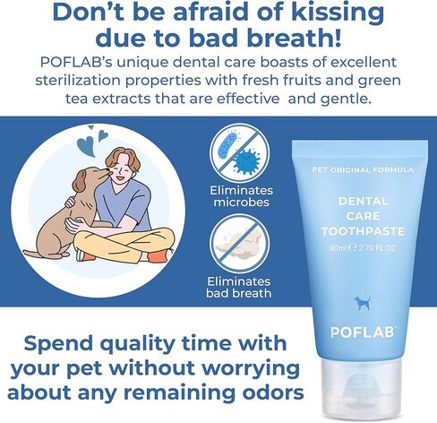 معجون أسنان للعناية بأسنان الحيوانات الأليفة من POFLAB - معجون أسنان طبيعي لصحة الفم للكلاب - يزيل البلاك وتراكم الجير - معجون أسنان القطط الآمن على المينا - يزيل رائحة الفم الكريهة in Kuwait