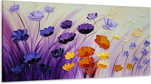 YHSKY ARTS الأزهار قماش جدار الفن رسمت باليد الأزرق والأبيض الثقيلة محكم اللوحة الحديثة مجردة زهرة صور العمل الفني المعاصر لغرفة المعيشة غرفة نوم مكتب الديكور in Kuwait
