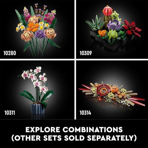 LEGO Icons Dried Flower Centerpiece 10314, Botanical Collection Crafts Set for Adults, Artificial Flowers with Rose and Gerbera, Table or Wall Decoration, Unique Home Décor Gift in Kuwait