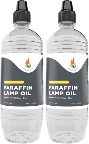 The Dreidel Company Liquid Paraffin Lamp Oil - 1 Liter - Smokeless, Odorless, Ultra Clean Burning Fuel for Indoor and Outdoor Use (Clear) (2-Pack) in Kuwait