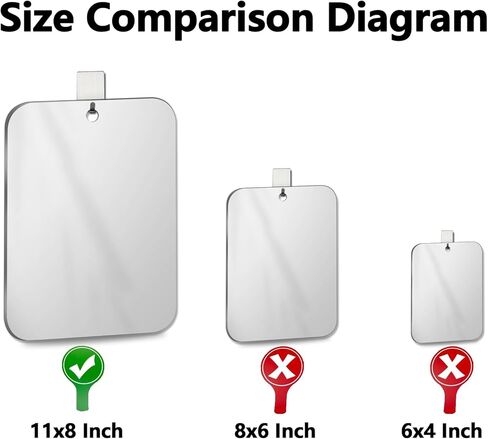 Larger Shower Mirror Fogless for Shaving Mirror for Shower,11x8 inch Than Original,Unbreakable Deluxe Plexiglass Makeup Mirror,Largest Bathroom Wall Hanging,Handheld Camping,Anti Fog Free Suction in Kuwait