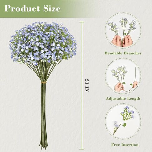 Yastouay Babys Breath Artificial Flowers, 6Pcs Fake White Babys Breath Flowers Artificial Bulk, Real Touch Faux Babies Breath Gypsophila Bouquet for Wedding Floral Arrangement Party Decor in Kuwait