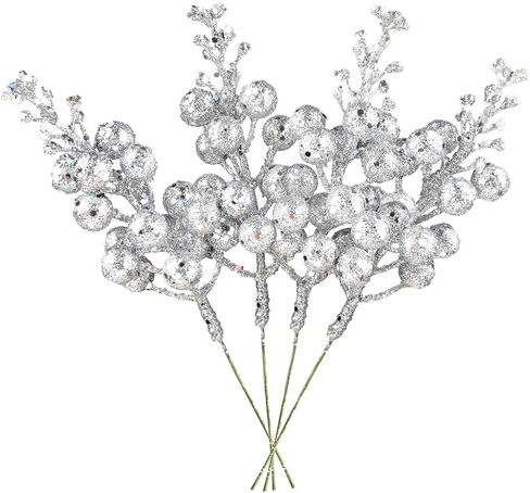 DearHouse 14 Pack Christmas Glitter Berries Stems, 7.8Inch Artificial Christmas Picks for Christmas Tree Ornaments, DIY Xmas Wreath, Crafts, Holiday and Home Decor (Light Blue) in Kuwait