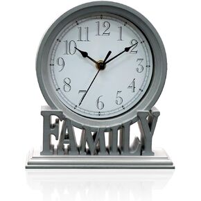 clumsy pets 6.5 Inches Mantel Clock, Vintage Non-Ticking Family Desk Table Clock Battery Operated with Quartz Movement HD Glass for Kids Bedroom Living Room Office (Distressed White)