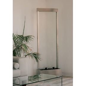 اكس براند نافورة شلال عاكسة 72 انش، شلال قائم بذاته، من الفولاذ/الزجاج مع مضخة، مصابيح LED وصخور لديكور المنزل والمكتب in Kuwait