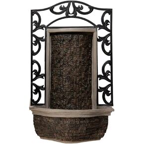 XBrand 30.31" H Stone/Black Polyresin and Metal Indoor Outdoor Wall Mounted Waterfall Fountain with Pump, Home Décor in Saudi Arabia