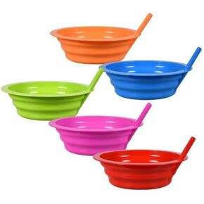 Sunshine's Spot, LLC Colorful Plastic Bowls with Straw that is Built In, 7.5 in. in Kuwait