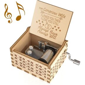 You are My Sunshine Music Box, Gift for Mom from Daughter, Wood Laser Engraved Vintage Mini Size Boxes, Unique Best Mother's Day, Birthday/Christmas, Thanksgiving Day
