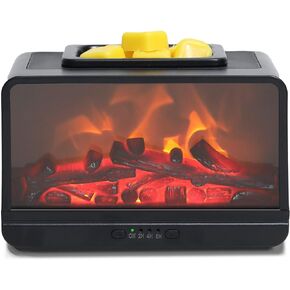 MeplLivs Dynamic Flame Fireplace Electric Wax Melt Warmer PTC Heating Plate Monochromatic Wax Burner Fragrance Wax Warmer for Home Office Gifts & Decor（Black）