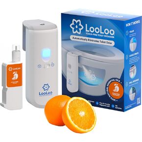LooLoo Touch Free Toilet Freshener, Automatic Touchless Toilet Air Freshener Spray For Bathroom Starter Kit (Dispenser and 1 Fragrance Bottle) with Toilet Light and Deodorizer - Citrus Fresh in Saudi Arabia