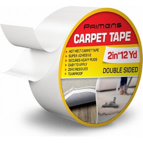 Double Sided Carpet Tape - Rug Grippers Tape for Area Rugs and Hardwood Floors Safe - Carpet Binding Tape Removable, Residue Free, Strong Adhesive and Heavy Duty Stickers Tape, 2 Inch / 12 Yards in Kuwait