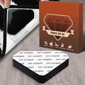 JEEREE Gripper for Rug 12 Pack - Dual Sided Anti Curling Rug Tape Rug Stickers Non Slip Washable Carpet Tapes Rug Corner Grippers for Area Rugs and Tile in Saudi Arabia