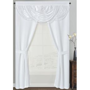 GOHD Unity 77, 6-Piece Window Curtain Set, 50-Inch W x 90-Inch L Panels with Attached Valance, Backing and 2 Tiebacks, Bedroom Curtains and Living Room Curtains, Black
