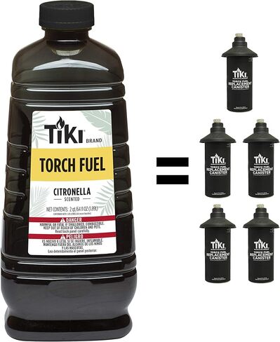 TIKI Brand Easy Pour Torch Fuel for Outdoors, Citronella Scented - 64 oz, 1216153 Black (Pack of 2) in Kuwait