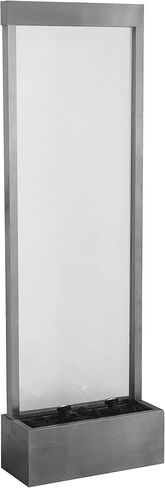 اكس براند نافورة شلال عاكسة 72 انش، شلال قائم بذاته، من الفولاذ/الزجاج مع مضخة، مصابيح LED وصخور لديكور المنزل والمكتب in Kuwait