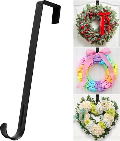 Wreath Door Hanger,12" Wreath Hangers for Front Door Décor,Easter Decorations,Ultra-thin Over the Door Hooks Organizer for Home,10lbs Metal Door Hanger,Welcome Sign for Front Door Christmas Halloween in Saudi Arabia