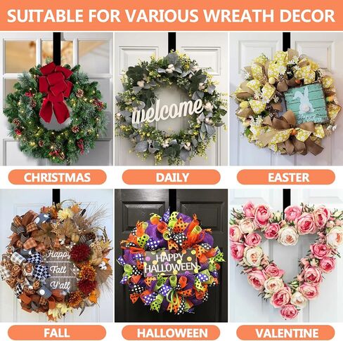 Wreath Door Hanger,12" Wreath Hangers for Front Door Décor,Easter Decorations,Ultra-thin Over the Door Hooks Organizer for Home,10lbs Metal Door Hanger,Welcome Sign for Front Door Christmas Halloween in Saudi Arabia