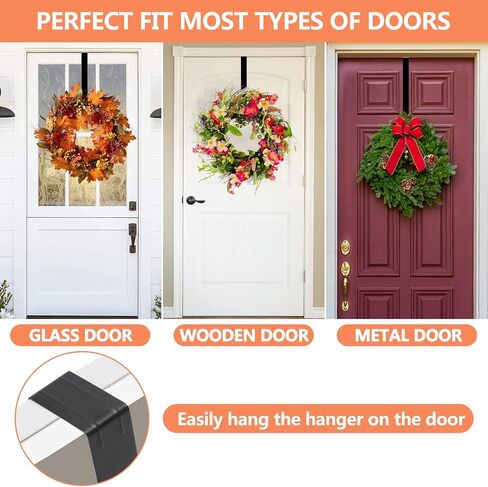 Wreath Door Hanger,12" Wreath Hangers for Front Door Décor,Easter Decorations,Ultra-thin Over the Door Hooks Organizer for Home,10lbs Metal Door Hanger,Welcome Sign for Front Door Christmas Halloween in Saudi Arabia