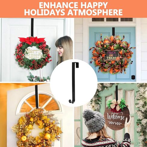 Wreath Door Hanger,12" Wreath Hangers for Front Door Décor,Easter Decorations,Ultra-thin Over the Door Hooks Organizer for Home,10lbs Metal Door Hanger,Welcome Sign for Front Door Christmas Halloween in Saudi Arabia