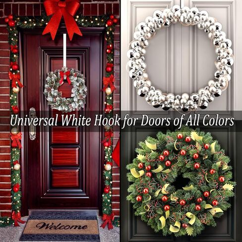 Wreath Hangers for Front Door, 15" Wreath Hanger, Indoor or Outdoor Over The Door Wreath Hook Hanger for Easter Spring Halloween Xmas Wreath Decorations, Steel Material, 20lb Load Bearing（White） in Kuwait