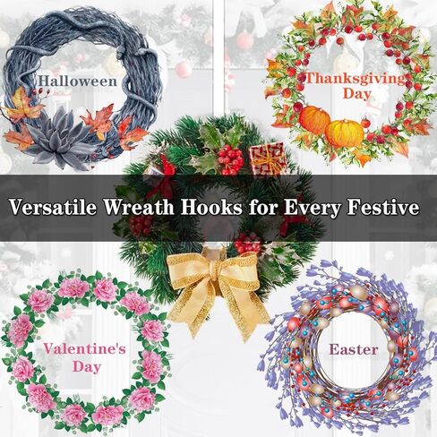 Wreath Hangers for Front Door, 15" Wreath Hanger, Indoor or Outdoor Over The Door Wreath Hook Hanger for Easter Spring Halloween Xmas Wreath Decorations, Steel Material, 20lb Load Bearing（White） in Kuwait