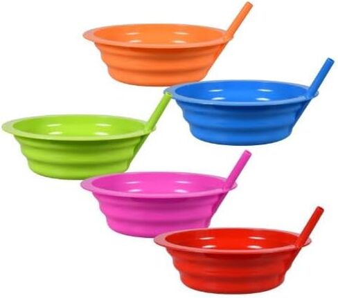 Sunshine's Spot, LLC Colorful Plastic Bowls with Straw that is Built In, 7.5 in. in Kuwait
