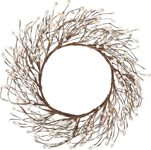 Whonline 18 Inches Pip Berry Wreath Christmas Wreath Off White Winter Wreath for Festival Celebration Front Door Wall Window Home Decor in Kuwait