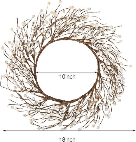 Whonline 18 Inches Pip Berry Wreath Christmas Wreath Off White Winter Wreath for Festival Celebration Front Door Wall Window Home Decor in Kuwait