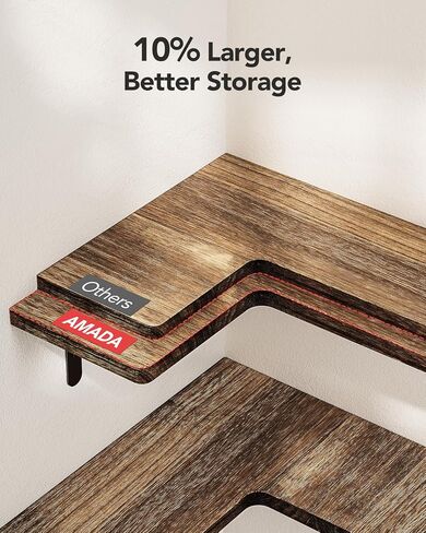 AMADA HOMEFURNISHING Corner Floating Shelves, Set of 4 Corner Shelves Wall Mounted, Shelves for Wall Decor, Corner Wood Shelves for Home Decor, Office, Bedroom, Bathroom, Laundry Room, Kitchen in Kuwait