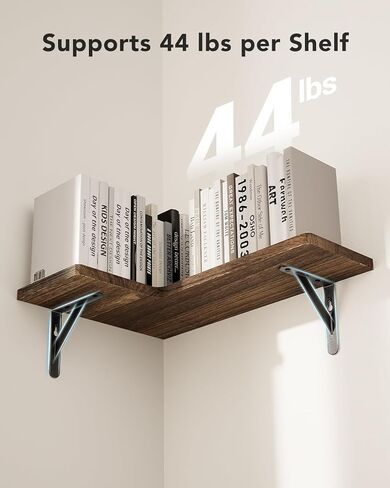 AMADA HOMEFURNISHING Corner Floating Shelves, Set of 4 Corner Shelves Wall Mounted, Shelves for Wall Decor, Corner Wood Shelves for Home Decor, Office, Bedroom, Bathroom, Laundry Room, Kitchen in Kuwait