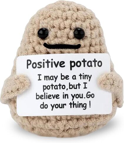 لعبة بطاطس إيجابية صغيرة مضحكة، لعبة محبوكة مقاس 7.62 سم ​​مع بطاقة رائعة من الصوفية الملهمة اللطيفة، دمية كروشيه بطاطس لطيفة للبهجة الاحتفالية، هدايا الأصدقاء، ديكور عيد الميلاد، لحظات مشجعة in Kuwait