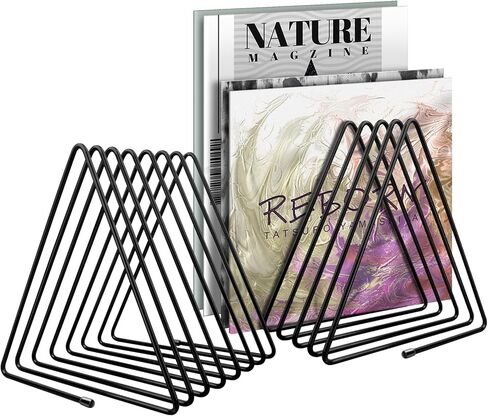 BLELEYLL 2PCS Vinyl Record Storage Rack，14-slot Metal Magazine Book Album Display Shelf,Vinyl Records Holder,Record Rack，Vinyl Record Organizer,Vinyl Holder Stand，Record Holder for Albums. in Kuwait