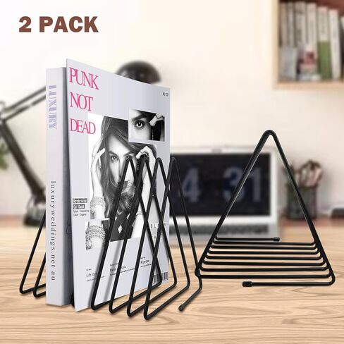 BLELEYLL 2PCS Vinyl Record Storage Rack，14-slot Metal Magazine Book Album Display Shelf,Vinyl Records Holder,Record Rack，Vinyl Record Organizer,Vinyl Holder Stand，Record Holder for Albums. in Kuwait