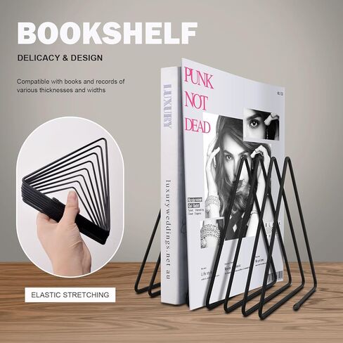 BLELEYLL 2PCS Vinyl Record Storage Rack，14-slot Metal Magazine Book Album Display Shelf,Vinyl Records Holder,Record Rack，Vinyl Record Organizer,Vinyl Holder Stand，Record Holder for Albums. in Kuwait