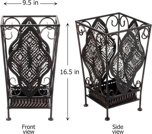 Dualplex Umbrella Holder Umbrella Stand Rack Super Quality Metal Entry Hallway Décor Removable Drip Tray for Home Office Holds Umbrellas Canes Walking Sticks Best Gift 16" Tall (Wallside, Antique) in Saudi Arabia