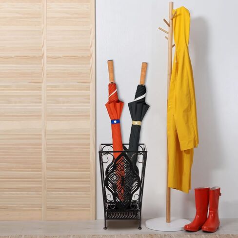 Dualplex Umbrella Holder Umbrella Stand Rack Super Quality Metal Entry Hallway Décor Removable Drip Tray for Home Office Holds Umbrellas Canes Walking Sticks Best Gift 16" Tall (Wallside, Antique) in Saudi Arabia
