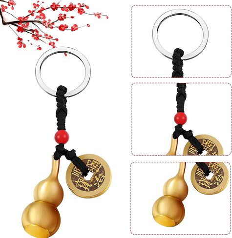 3 Pieces Feng Shui Money Frog Chinese Knot Lucky Coins Feng Shui Brass Wu Lou with Coins Keychain for Longevity Travel Safely Wealth Success and Good Luck with 1 Blessing Card and 1 Red Blessing Bag in Kuwait