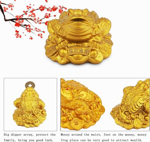 3 Pieces Feng Shui Money Frog Chinese Knot Lucky Coins Feng Shui Brass Wu Lou with Coins Keychain for Longevity Travel Safely Wealth Success and Good Luck with 1 Blessing Card and 1 Red Blessing Bag in Kuwait