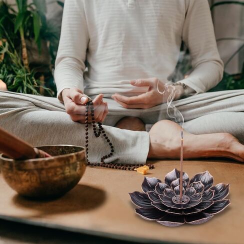 Keluna 2 حزمة حامل مبخرة اللوتس - حامل مبخرة من سبائك الزنك للعصي الماسك الرماد مع 2 * وسادة شعر 1 * فرشاة العلاج العطري واليوجا والتأمل والمكتب المنزلي وغرفة المعيشة in Kuwait