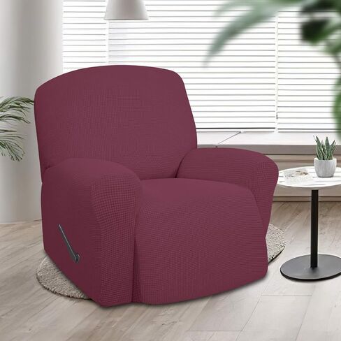 Easy-Going Oversized Recliner Stretch Sofa Slipcover Sofa Cover 1 Piece Furniture Protector Couch Soft with Elastic Bottom Kids,Polyester Spandex Jacquard Small Checks(Oversize Recliner,ASH Rose) in Kuwait