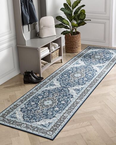 Well Woven Kings Court Gene Traditional Medallion Blue Machine Washable Indoor/Outdoor 2'7" x 9'10" Runner Rug in Saudi Arabia