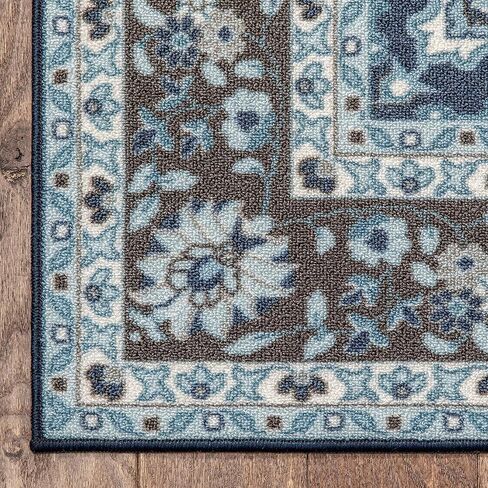 Well Woven Kings Court Gene Traditional Medallion Blue Machine Washable Indoor/Outdoor 2'7" x 9'10" Runner Rug in Saudi Arabia