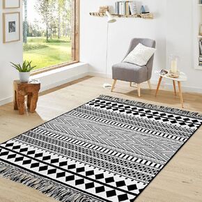 IOHOUZE Washable Runner Rug 2x6 Non Slip Runners for Hallways Entryway Runner Indoor, Kitchen Rugs Woven Cotton Floor Carpet for Kitchen Hall Entrance Bedroom, Cream/Beige in Kuwait