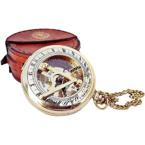 Antique Brass & Copper Sundial Compass – A Unique Gift of Elegance with Sundial Clock, Ship Replica Watch, and Presentation Box in Kuwait