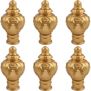 Curtain Finials, 6Pcs Curtain Rod Caps Vintage Drapery Pole Decorative Ends Plastic Curtains Pole Decorative End Stops, Fits Dia. 28mm Rods for Home Window Decor (Black Hollow Lantern)