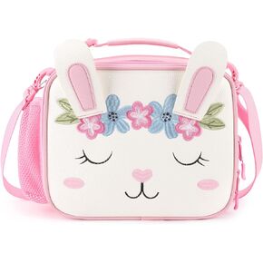 mibasies Unicorn Lunch Bag Kids Insulated Lunch Box for Girls with Water Bottle Holder and Shoulder Strap (Pink Blue Rainbow)