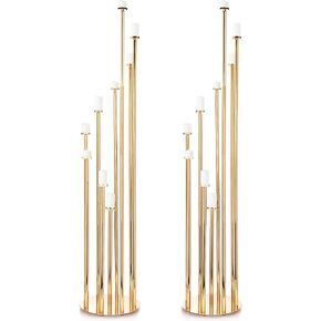 Nosiny 2 Pack Gold 9 Arm Pillar Candle Holder 46.06'' Metal 9 Arm Candelabra Candelabras Centerpieces Metal Candle Stick Holders for Home Floor Christmas Halloween Party Decor Wedding Decoration